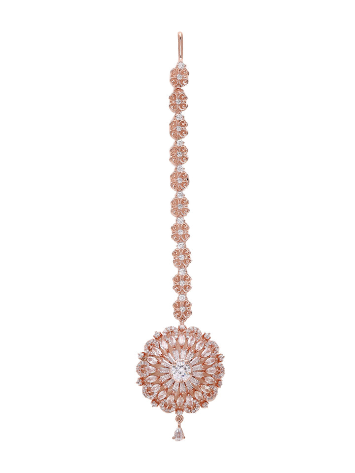 Priyaasi American Diamond Maangtika Collection in Exquisite  Rose Gold Plating