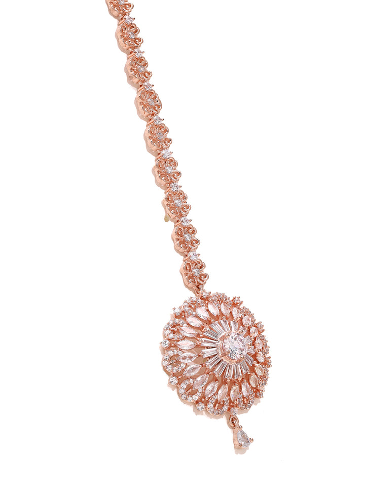 Priyaasi American Diamond Maangtika Collection in Exquisite  Rose Gold Plating