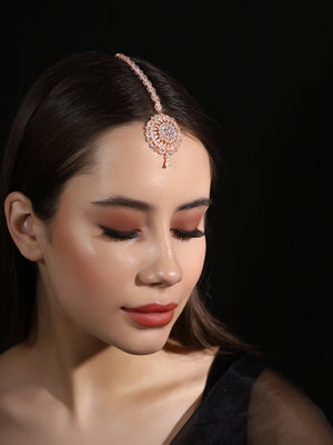 Priyaasi American Diamond Maangtika Collection in Exquisite  Rose Gold Plating