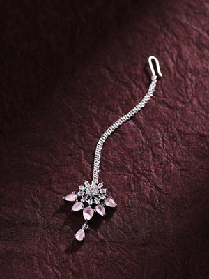 Priyaasi Silver-Plated Maangtika Embellished with American Diamonds