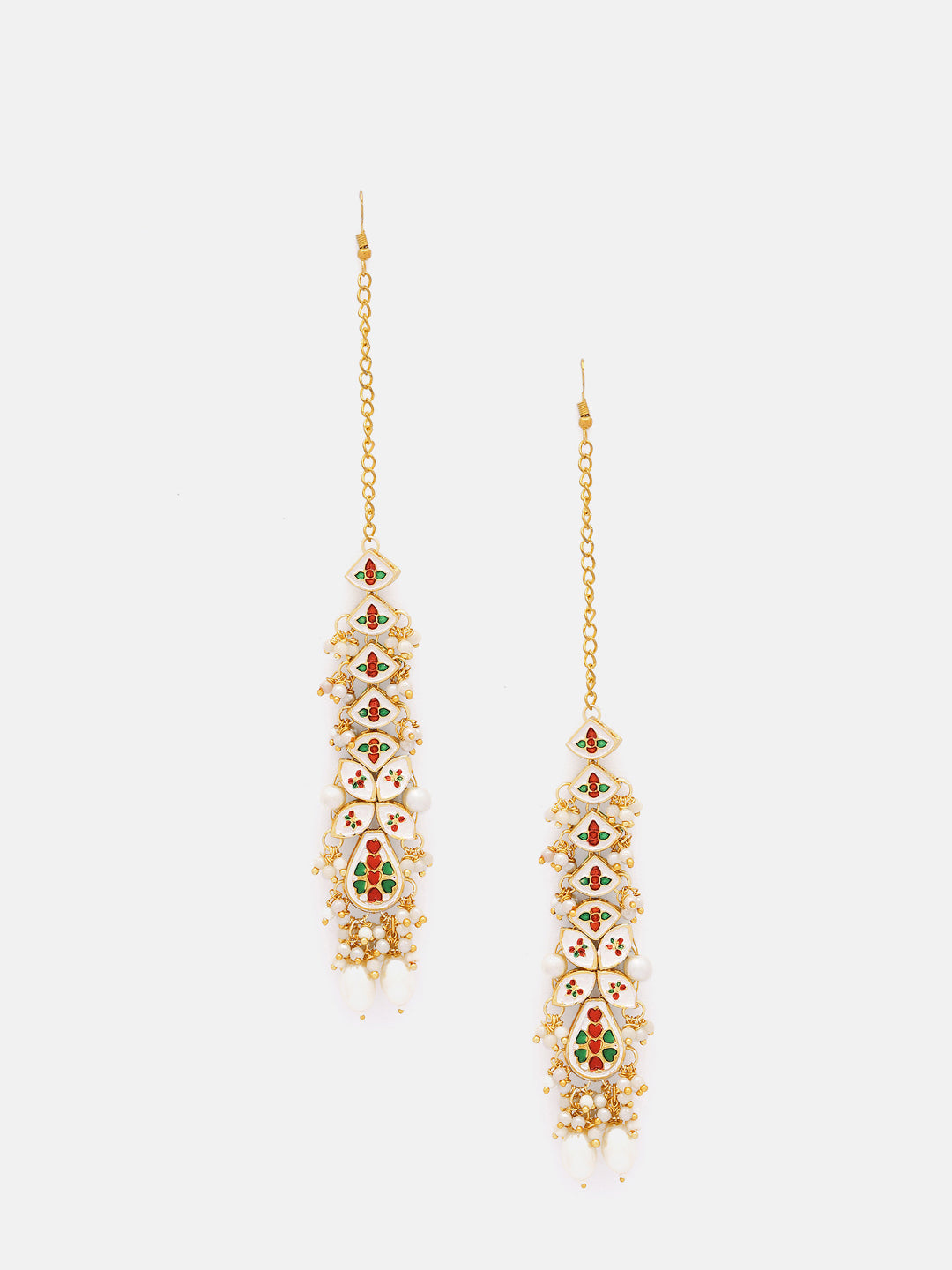 Priyaasi Floral Drop Design Pearl Kundan Elegance Gold Plated Maangtika