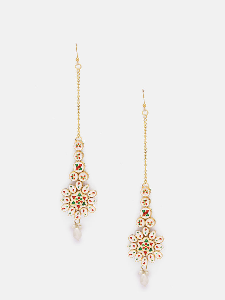 Priyaasi Flower Elegance Kundan Pearl Elegant Gold Plated Maangtika