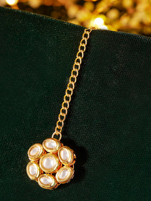 Priyaasi Flower Shape Kundan Gold Plated Simple Maangtika