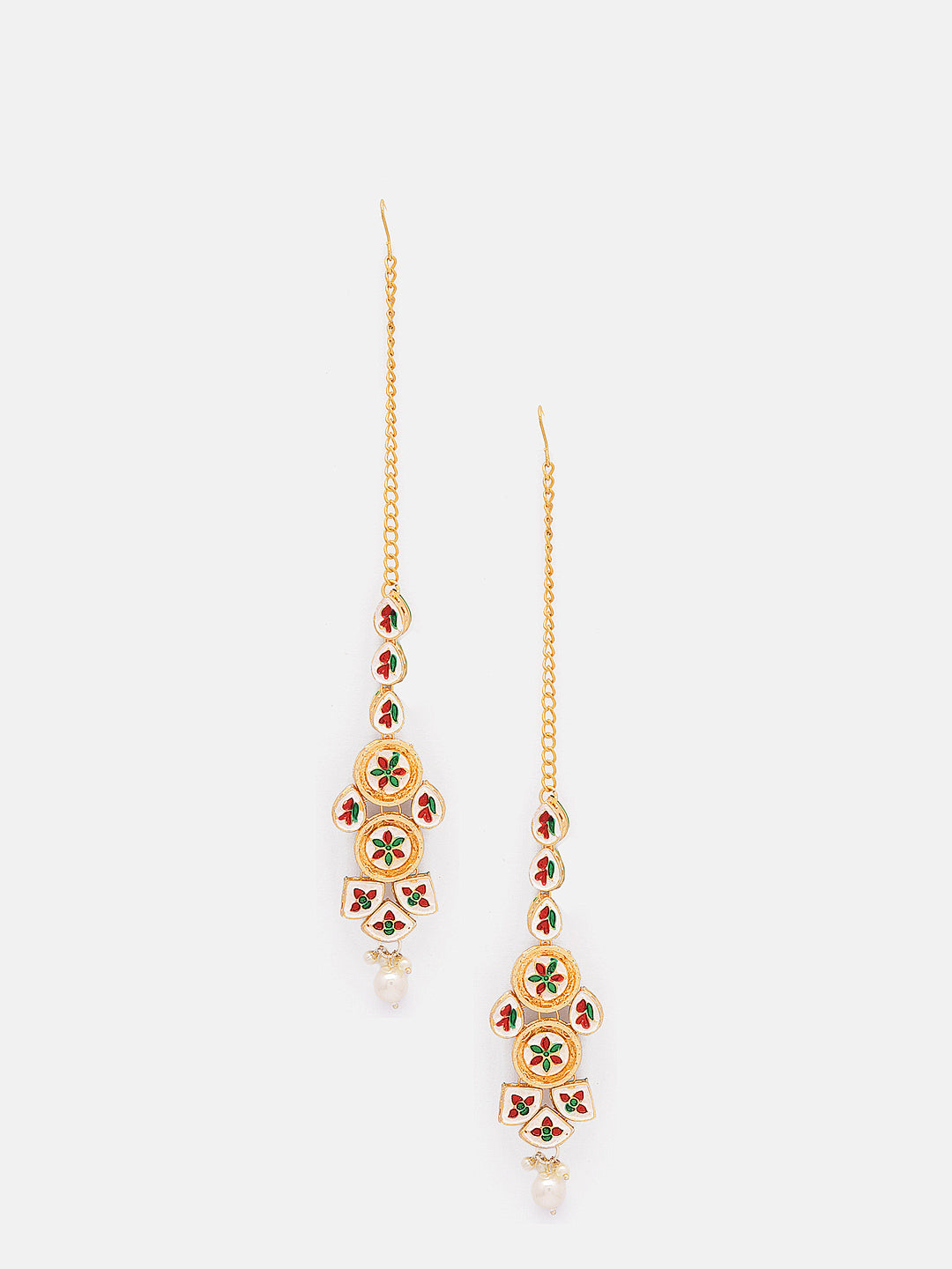 Priyaasi Gold Plated Glamour Kundan Pearl Geometric Design Maangtika