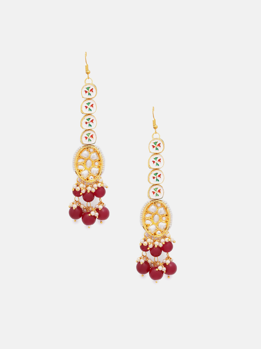 Priyaasi Floral Red Beads Kundan Gold Plated Ethnic Elegance Maangtika