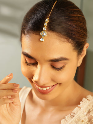 Priyaasi Floral Kundan Design Gold plated maangtika