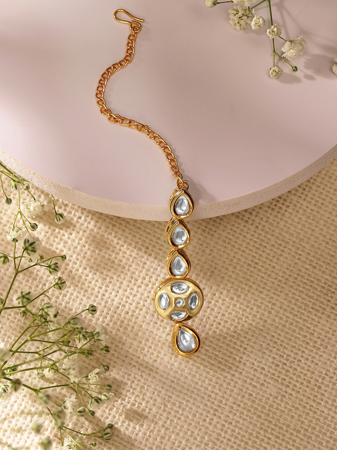 Priyaasi Floral Kundan Design Gold plated maangtika