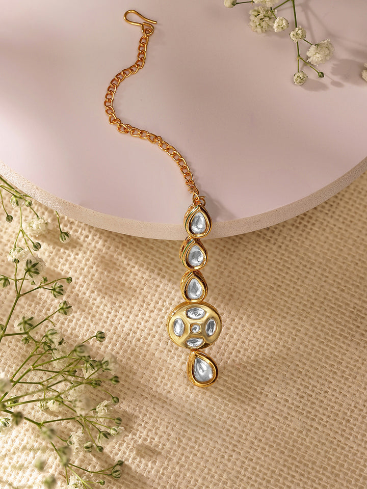 Priyaasi Floral Kundan Design Gold plated maangtika