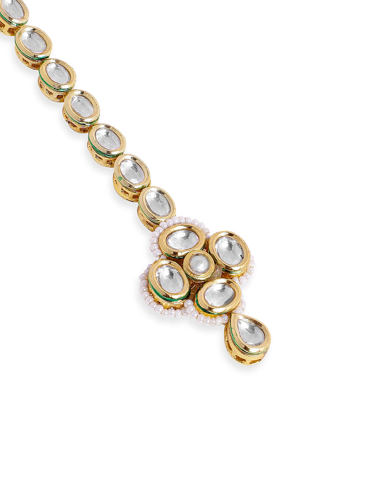 Priyaasi Floral Designed Gold Plated Kundan elegance maangtika