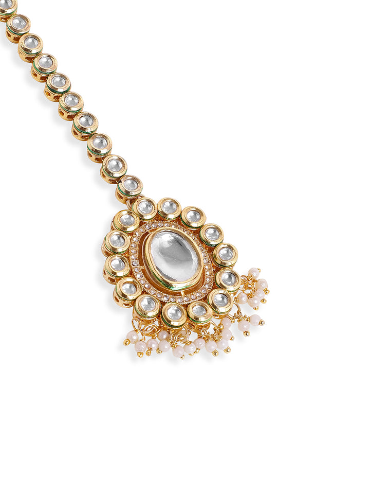 Priyaasi Blooming Floral Design Mini Fresh Water pearls Gold Plated maangtika