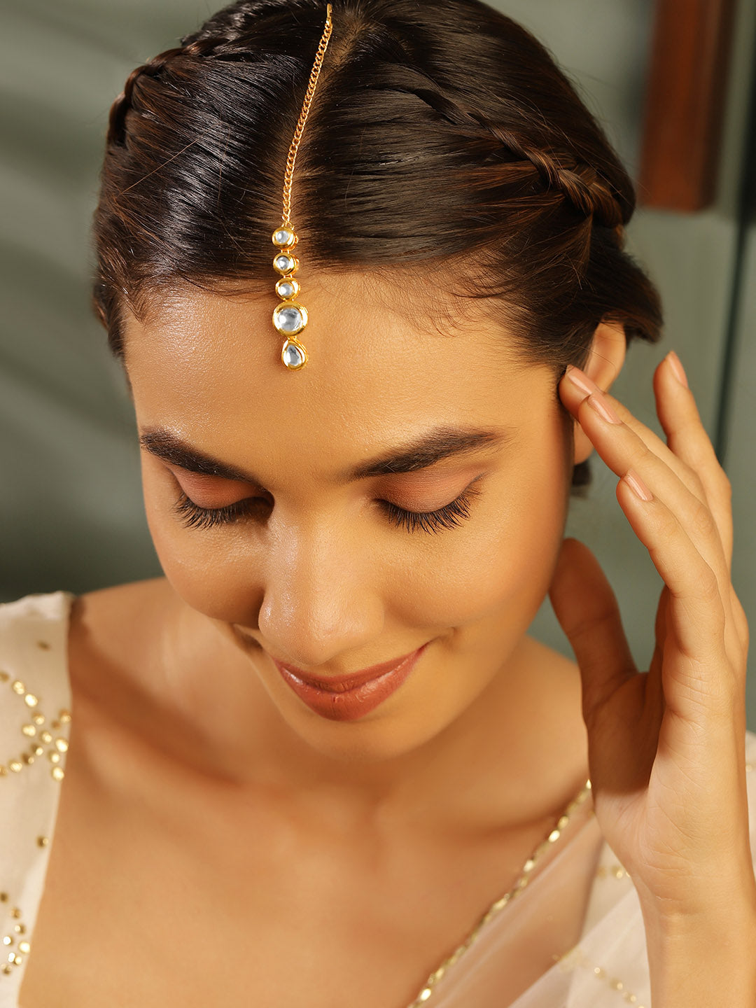 Priyaasi Plain Kundan Gold Plated Maangtika