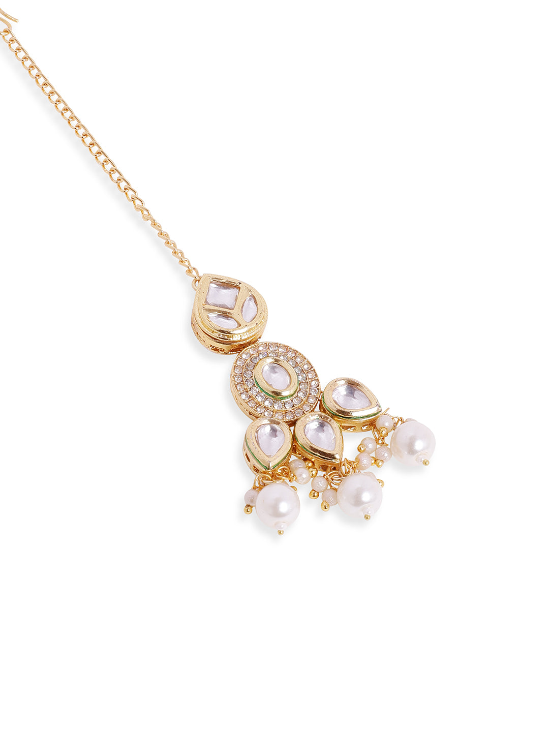 Priyaasi Fresh Water Pearl Kundan Gold Plated Drop Desgin Gold Plated maangtika