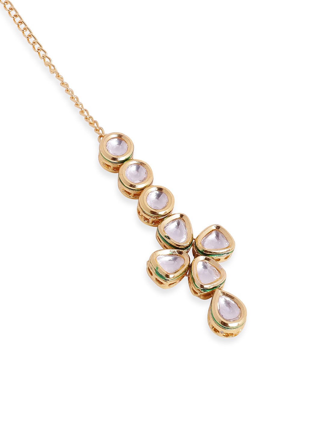 Priyaasi Plain Kundan Floral Shape Gold Plated maangtika