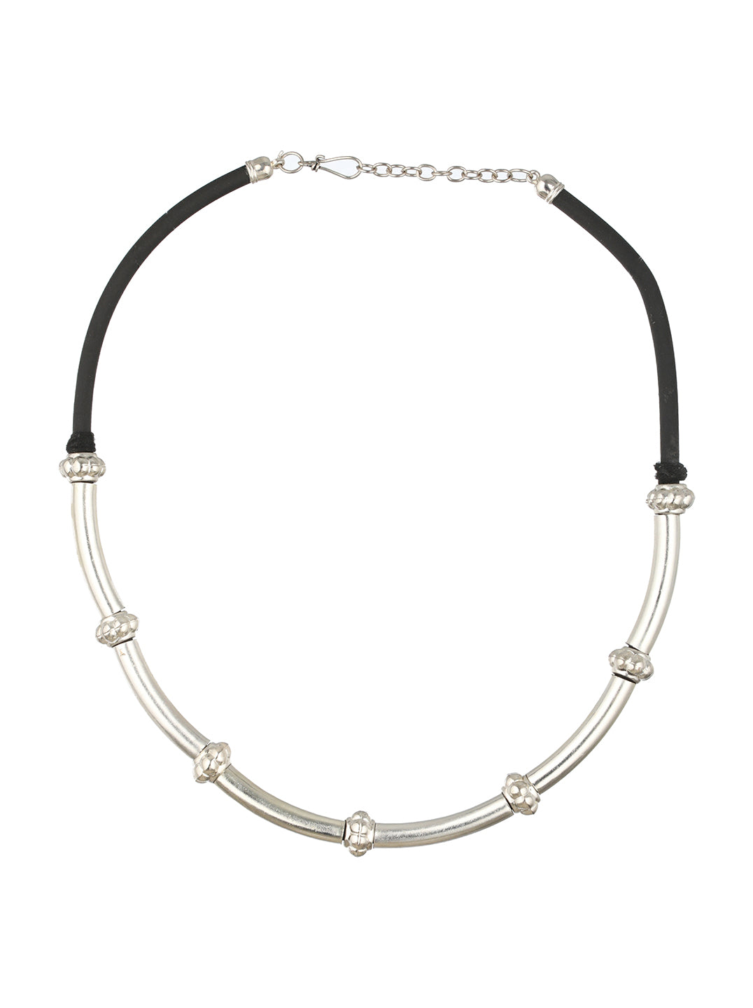 Priyaasi Tribal Style Tube Design Oxidised Silver Necklace