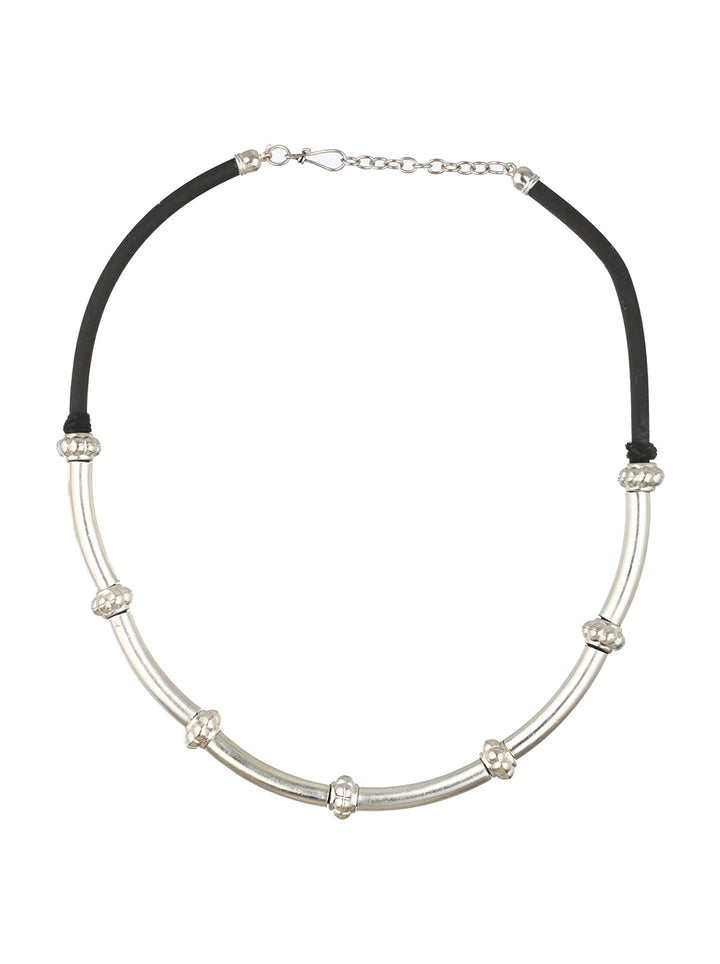 Priyaasi Tribal Style Tube Design Oxidised Silver Necklace