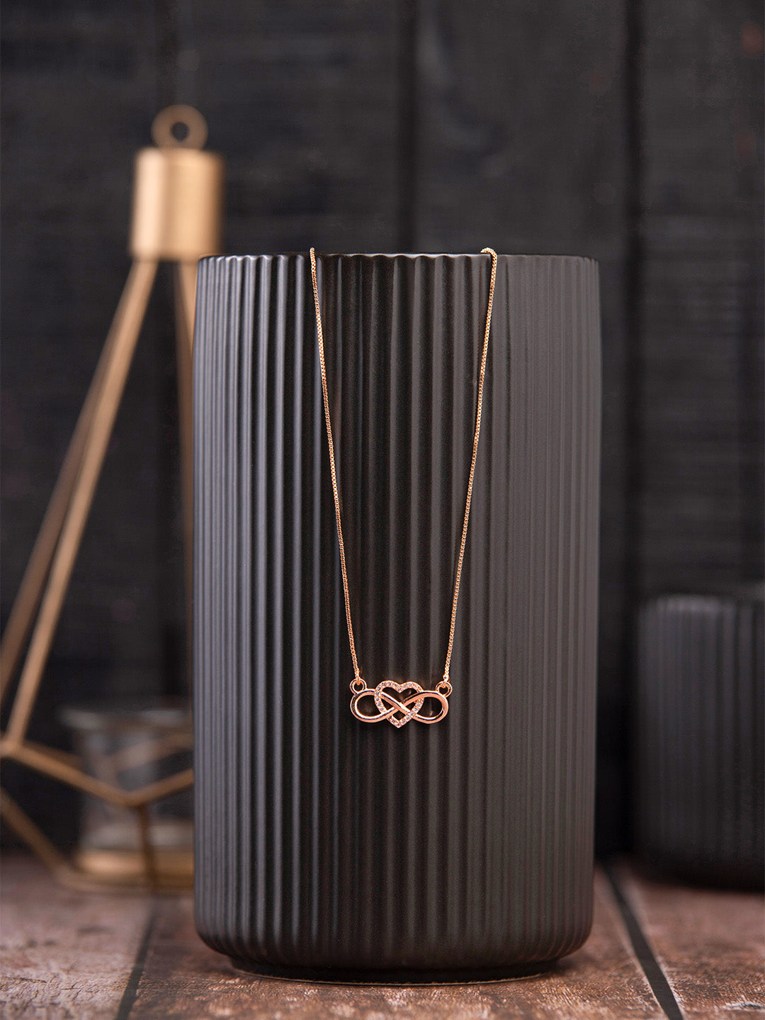 Prita by Priyaasi Rose Gold Studded Infinity-Heart Necklace