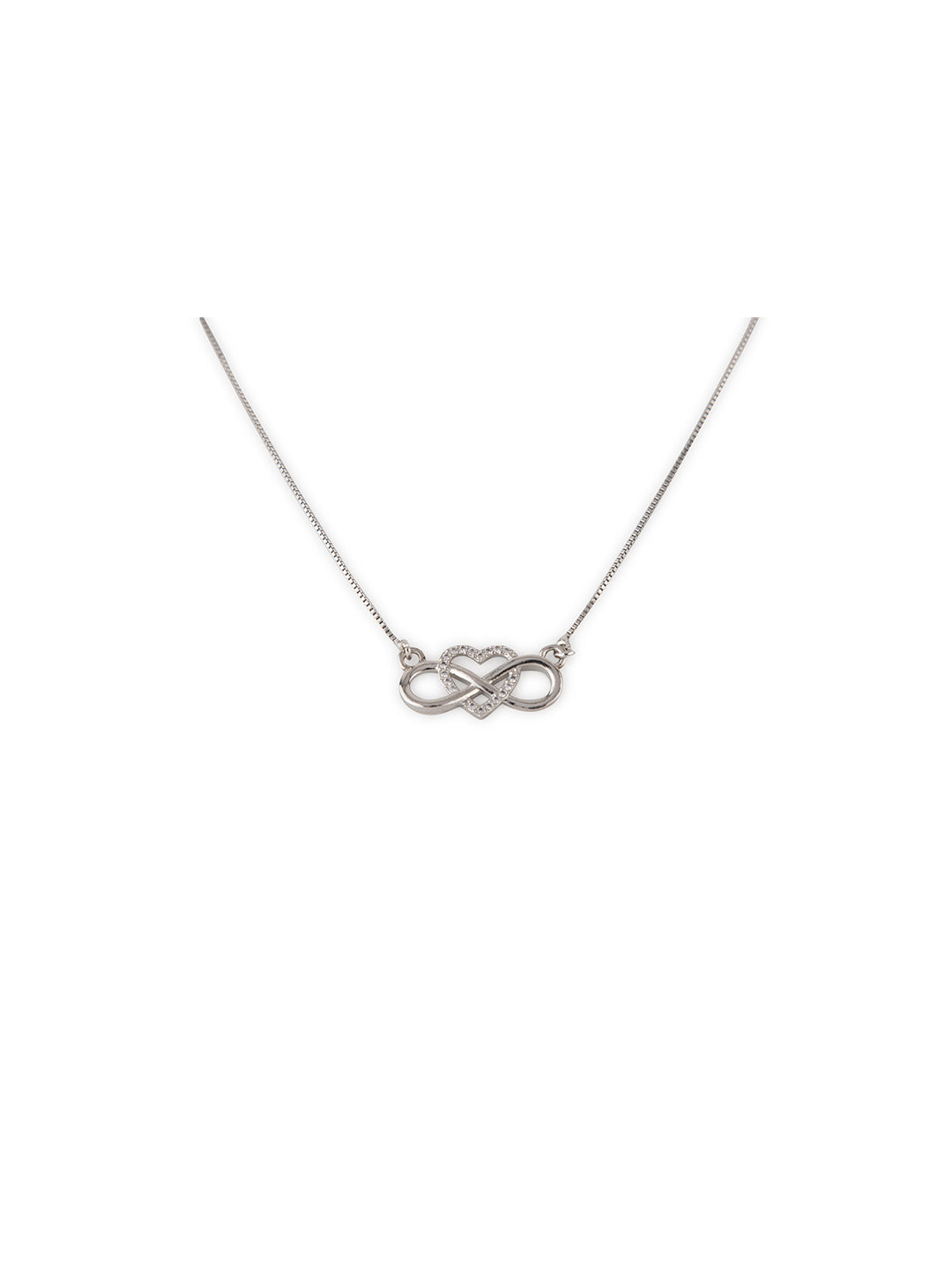 Prita by Priyaasi Silver Plated Studded Infinity-Heart Necklace