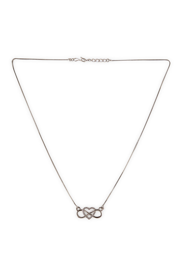 Prita by Priyaasi Silver Plated Studded Infinity-Heart Necklace