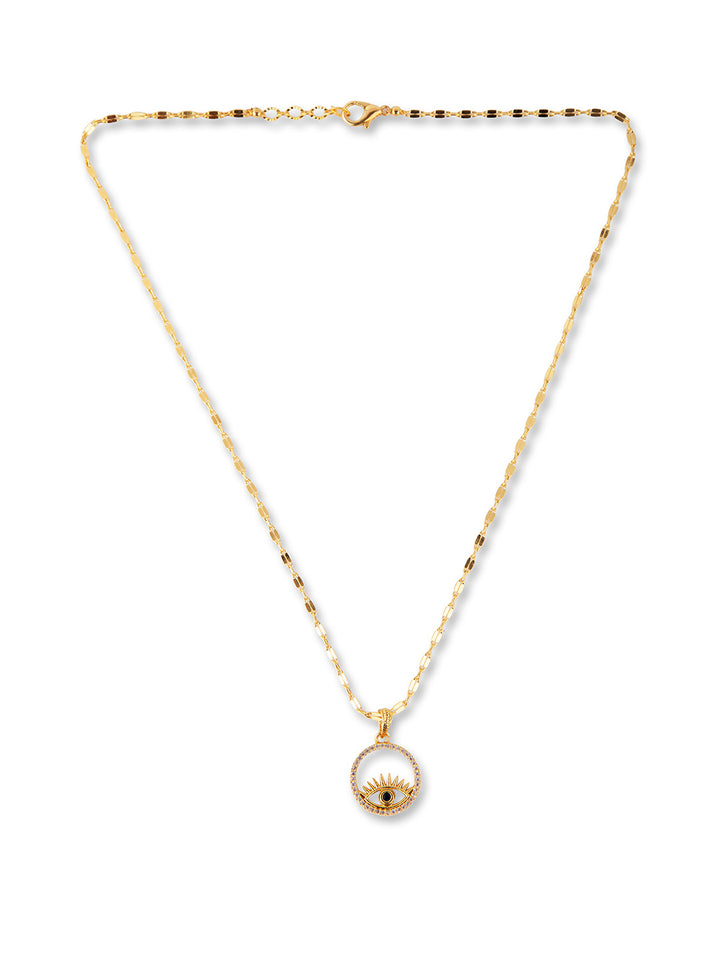 Prita by Priyaasi Gold Plated Studded Circle Evil Eye Necklace