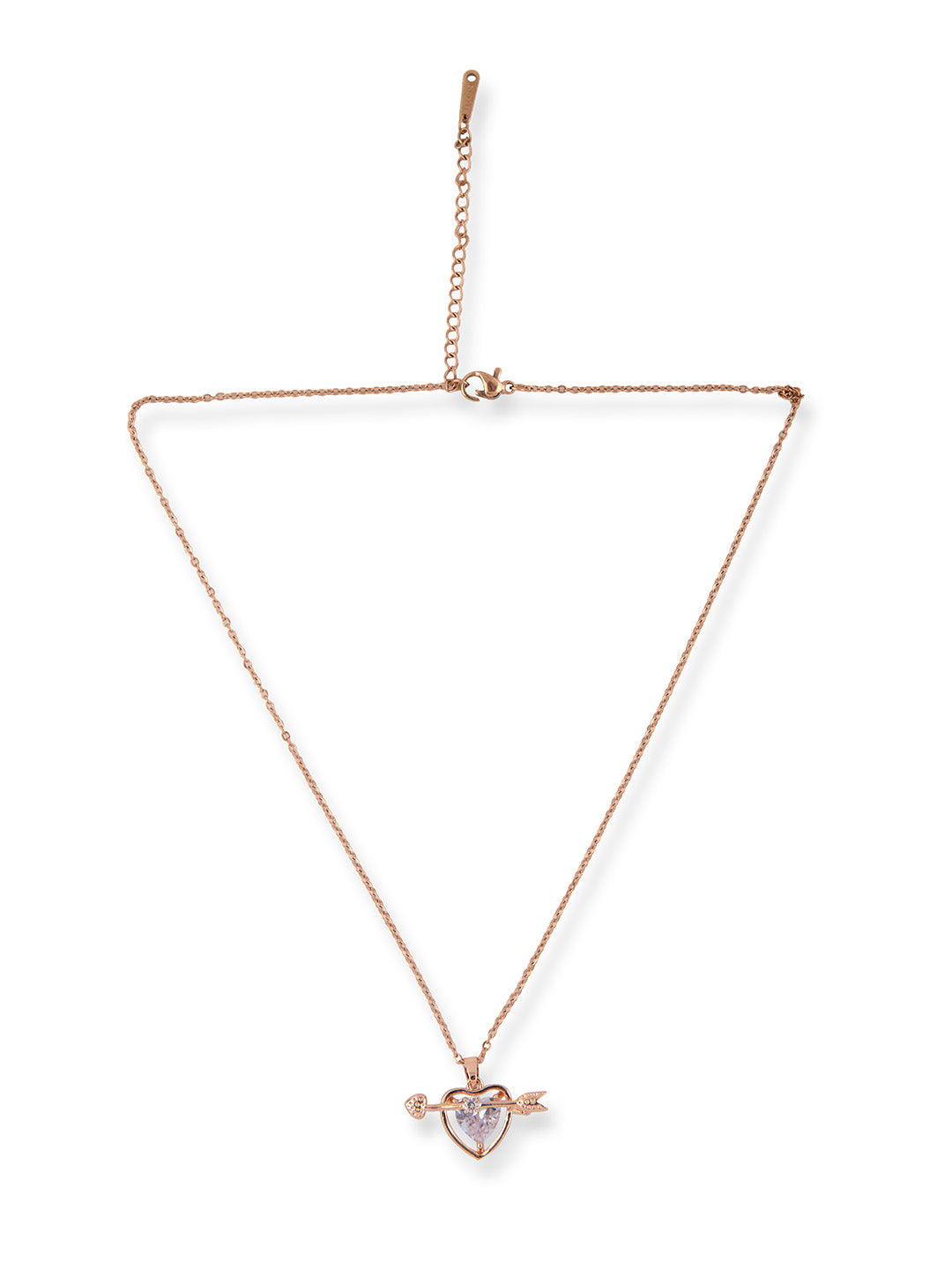 Prita by Priyaasi Rose Gold Stone Studded Heart Necklace