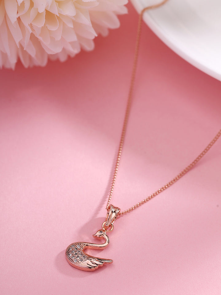 Priyaasi The Swan Symphony in Rose Gold Necklace