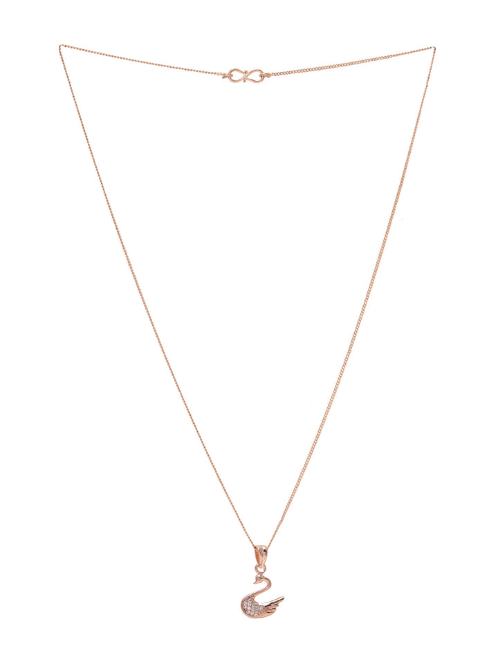 Priyaasi The Swan Symphony in Rose Gold Necklace