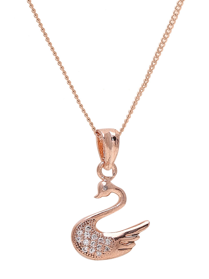 Priyaasi The Swan Symphony in Rose Gold Necklace