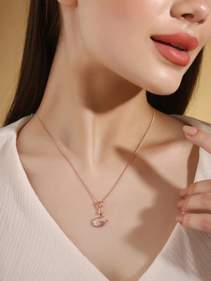 Priyaasi The Swan Symphony in Rose Gold Necklace