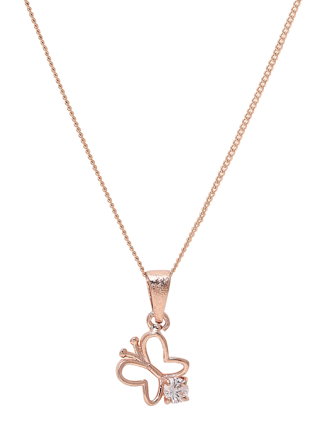 Priyaasi Whimsical Wings Rose Gold Plated Butterfly Pendant Necklace