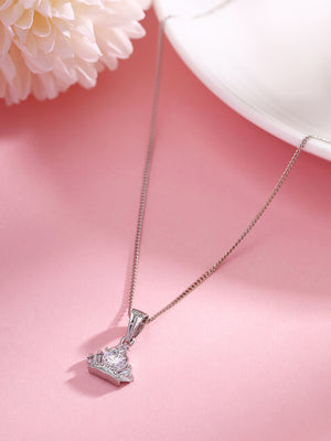 Priyaasi Regal Radiance Silver-Plated Crown Pendant Necklace