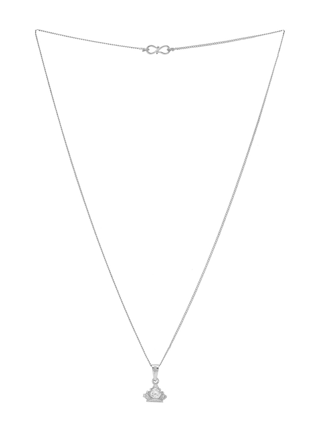 Priyaasi Regal Radiance Silver-Plated Crown Pendant Necklace