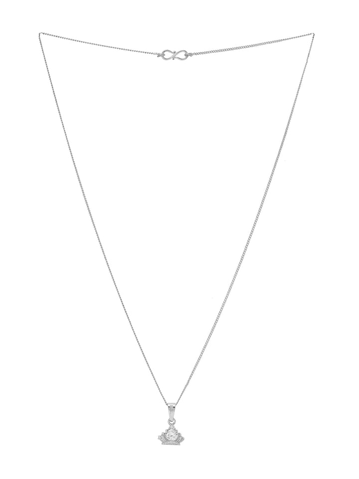 Priyaasi Regal Radiance Silver-Plated Crown Pendant Necklace