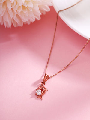 Priyaasi Aquatic Elegance Rose Gold-Plated Fish Pendant Necklace