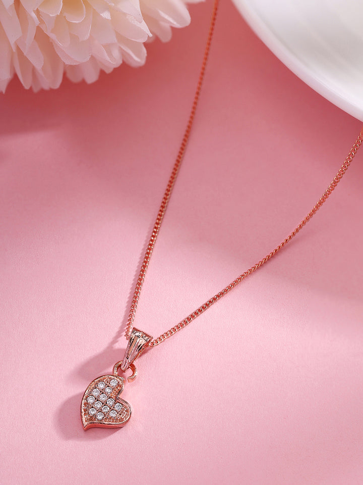 Priyaasi Rose Gold-Plated Symphony of Love - Heart-Shaped Pendant Necklace