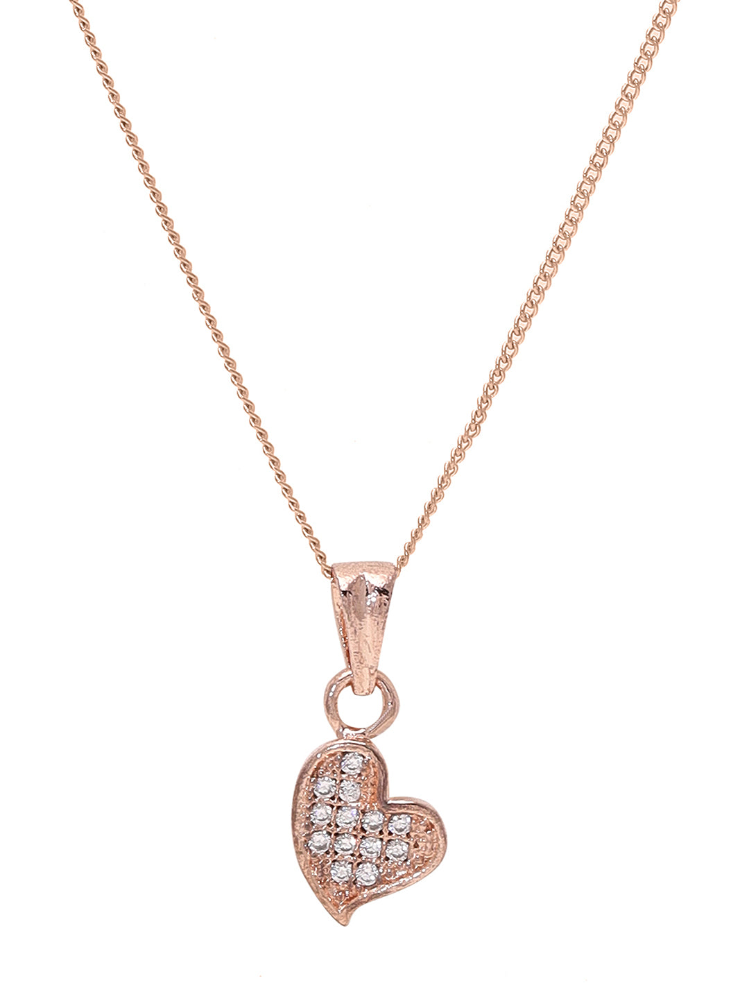 Priyaasi Rose Gold-Plated Symphony of Love - Heart-Shaped Pendant Necklace