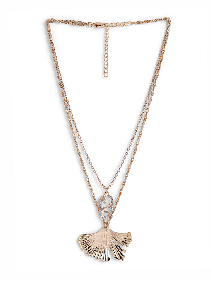 Petal Elegance White stone Snake Pattern Two Layered Chain