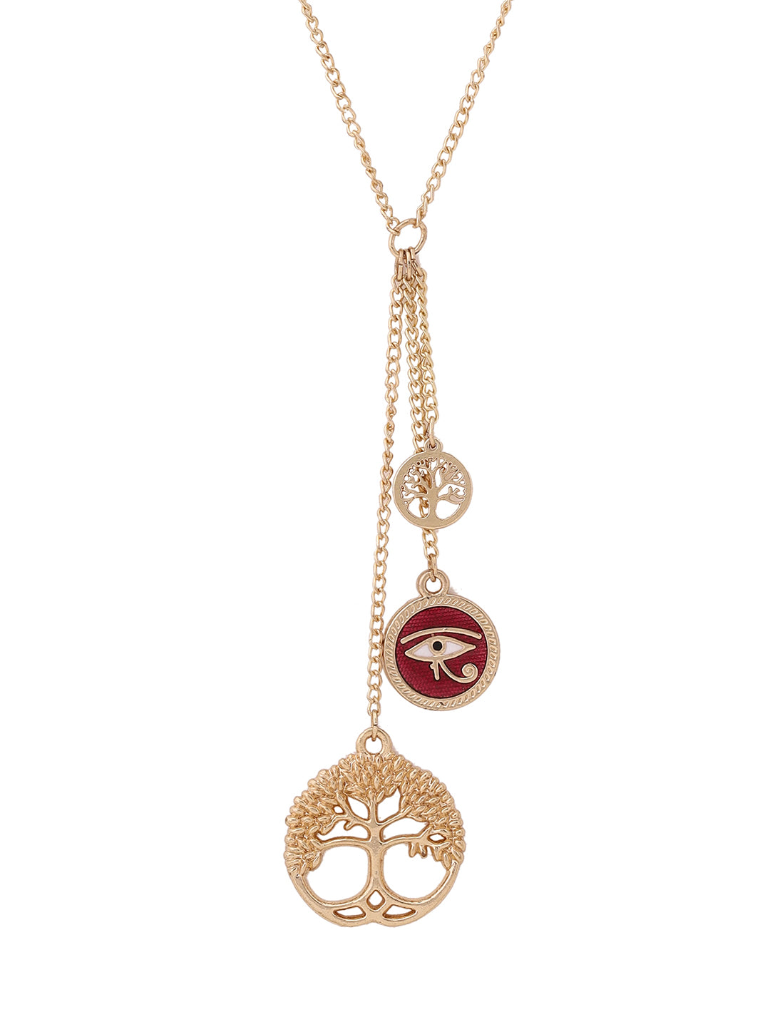 Priyaasi Red Evil Eye Tree Layered Pendant Necklace
