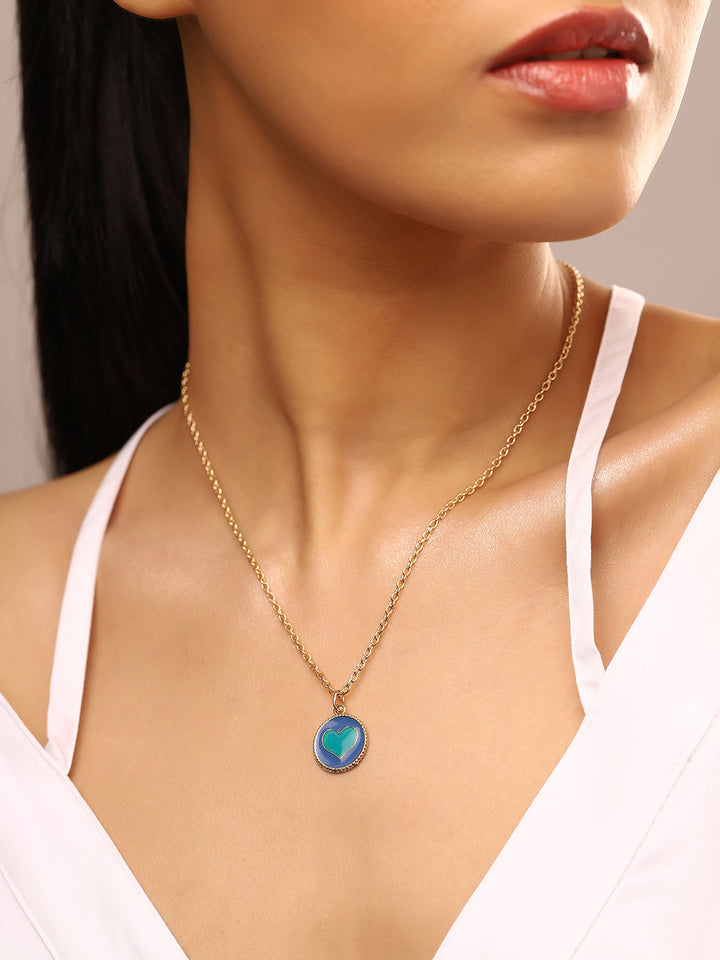 Priyaasi Blue Heart Pendant Gold Plated Necklace