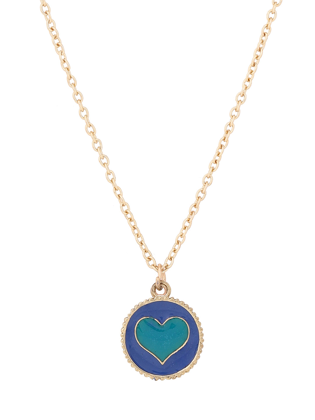 Priyaasi Blue Heart Pendant Gold Plated Necklace