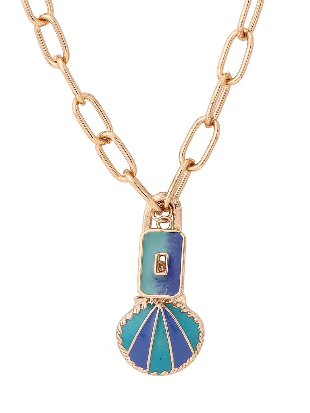 Priyaasi Aqua Pendant Linked Chain Necklace