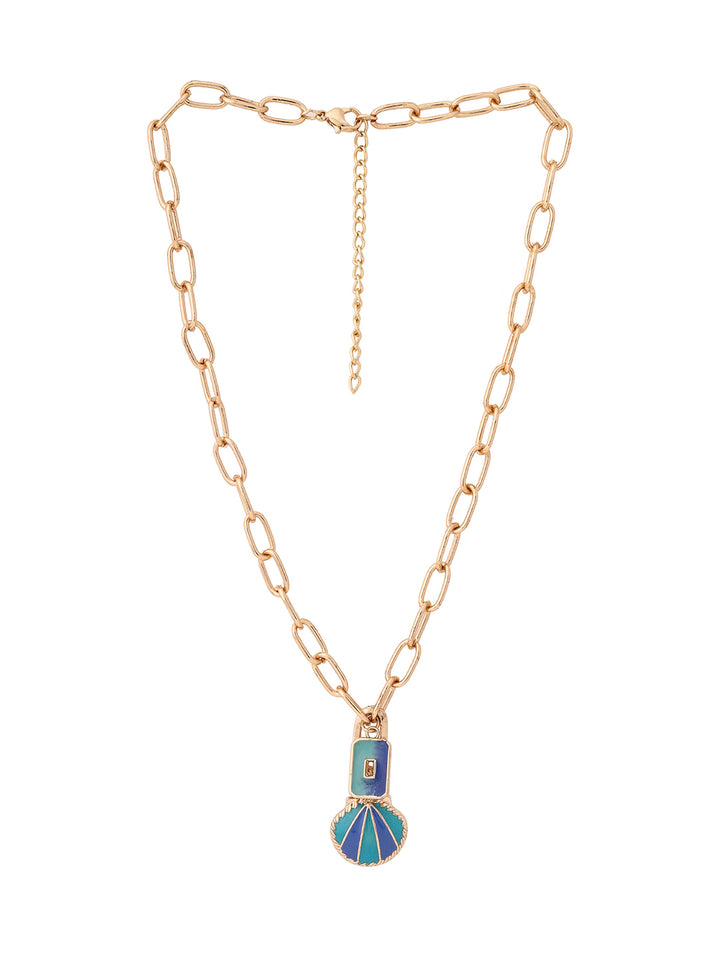 Priyaasi Aqua Pendant Linked Chain Necklace