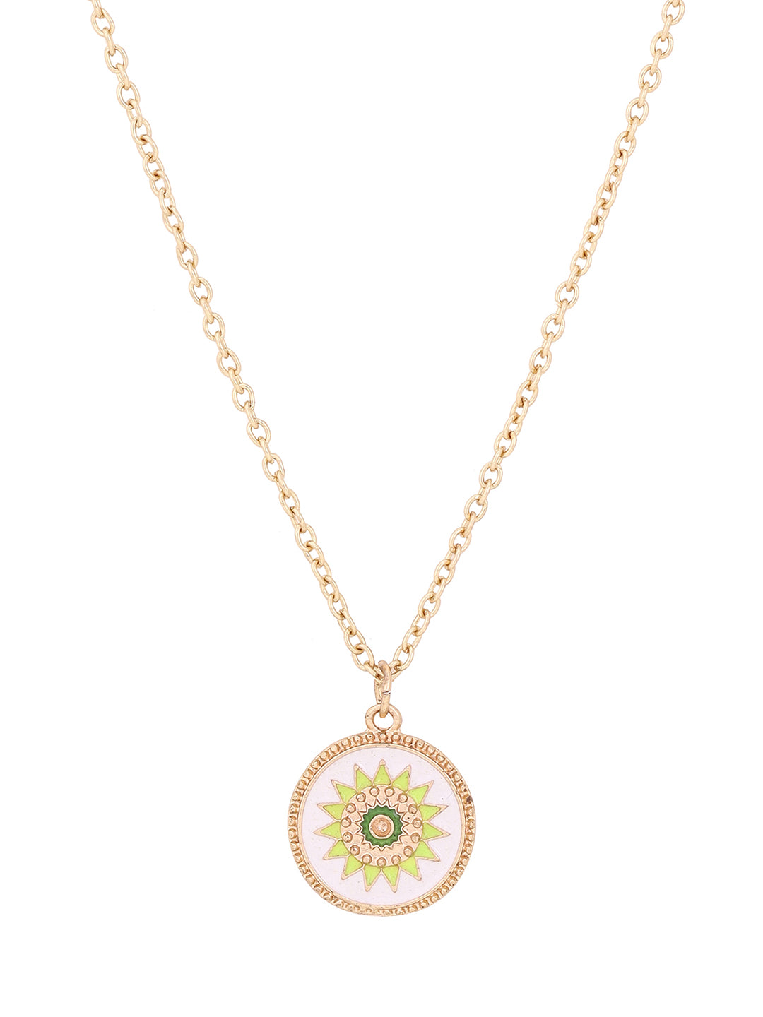 Priyaasi White Flower Pendant Gold Plated Necklace