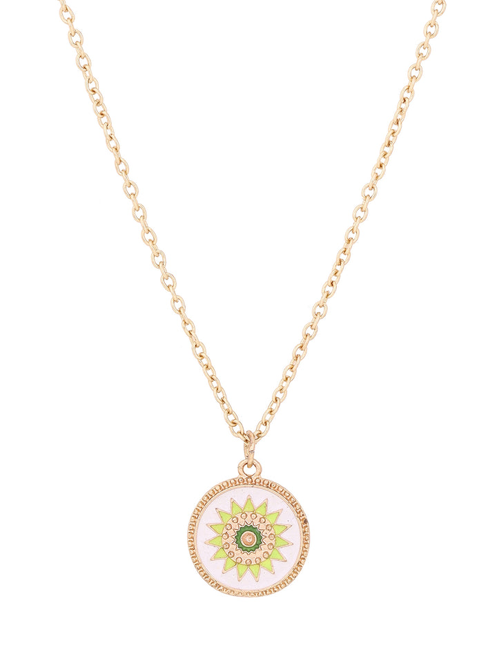 Priyaasi White Flower Pendant Gold Plated Necklace