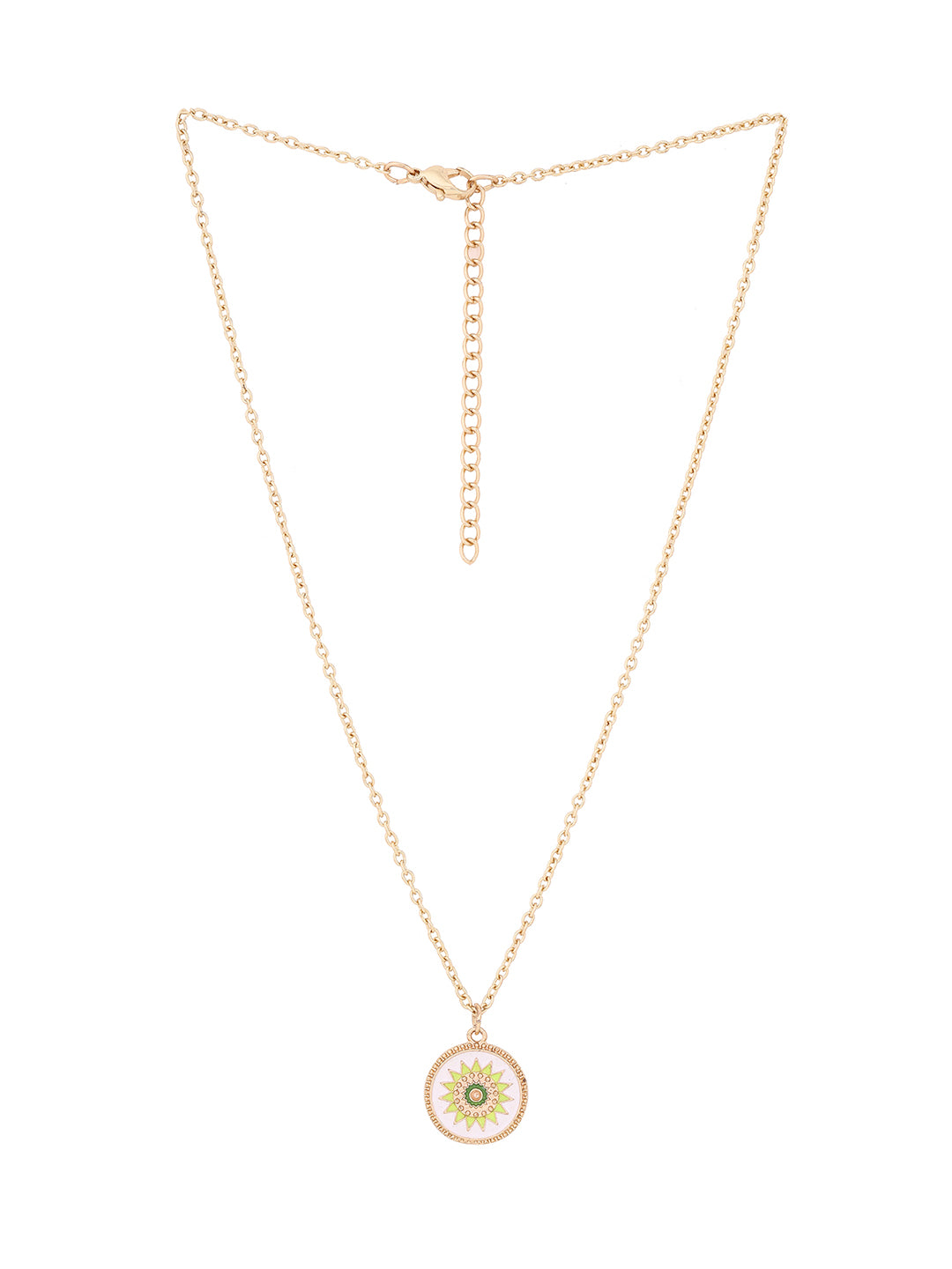 Priyaasi White Flower Pendant Gold Plated Necklace