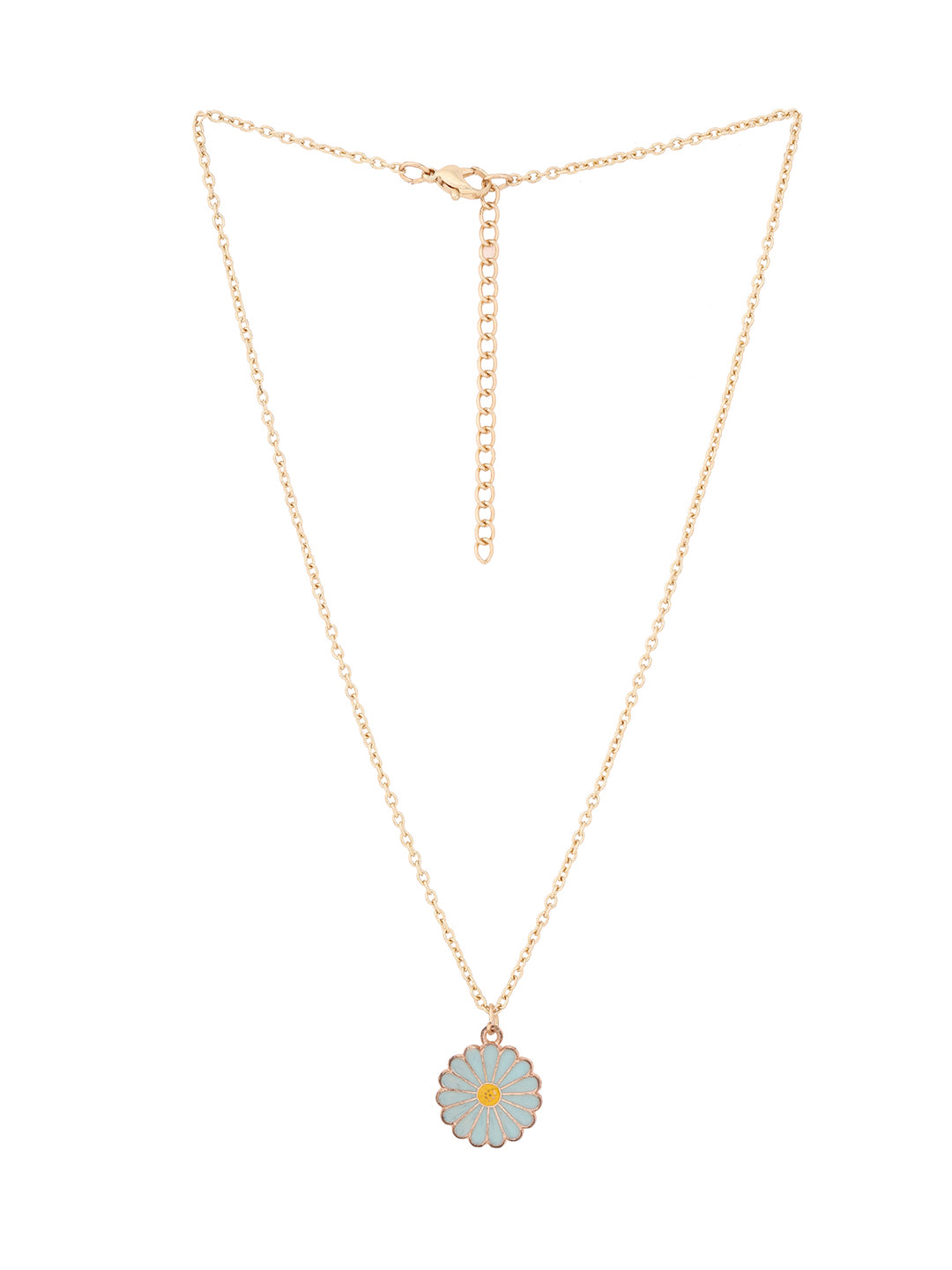 Priyaasi Blue Sunflower Pendant Gold Plated Necklace