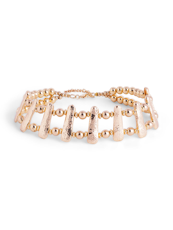 Abstract Pattern Gold Plated Fancy Choker Necklace