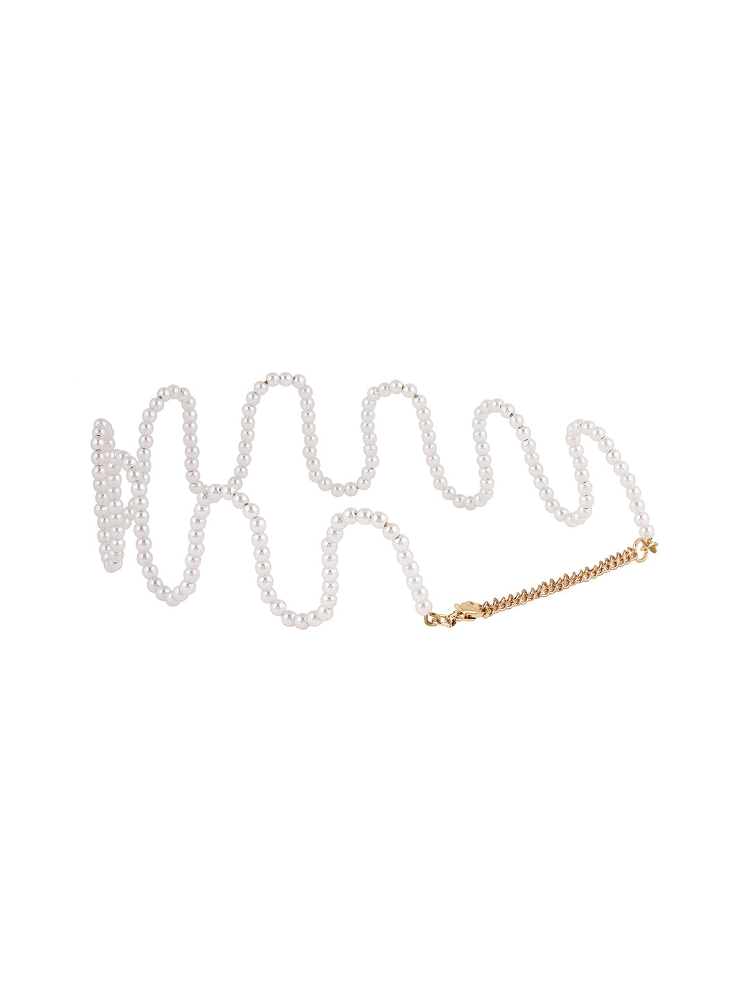 Priyaasi High Toned Pearl Balls Wave Shape Fancy Choker Necklace