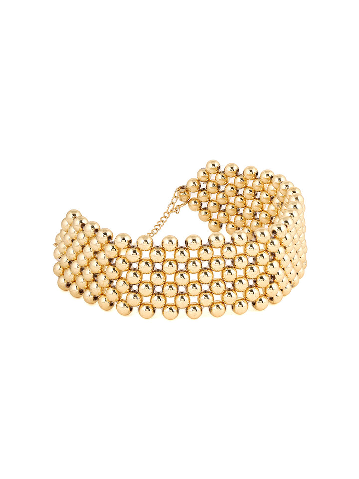 Priyaasi Gold Beaded Sequenced Gold Plated Choker Necklace