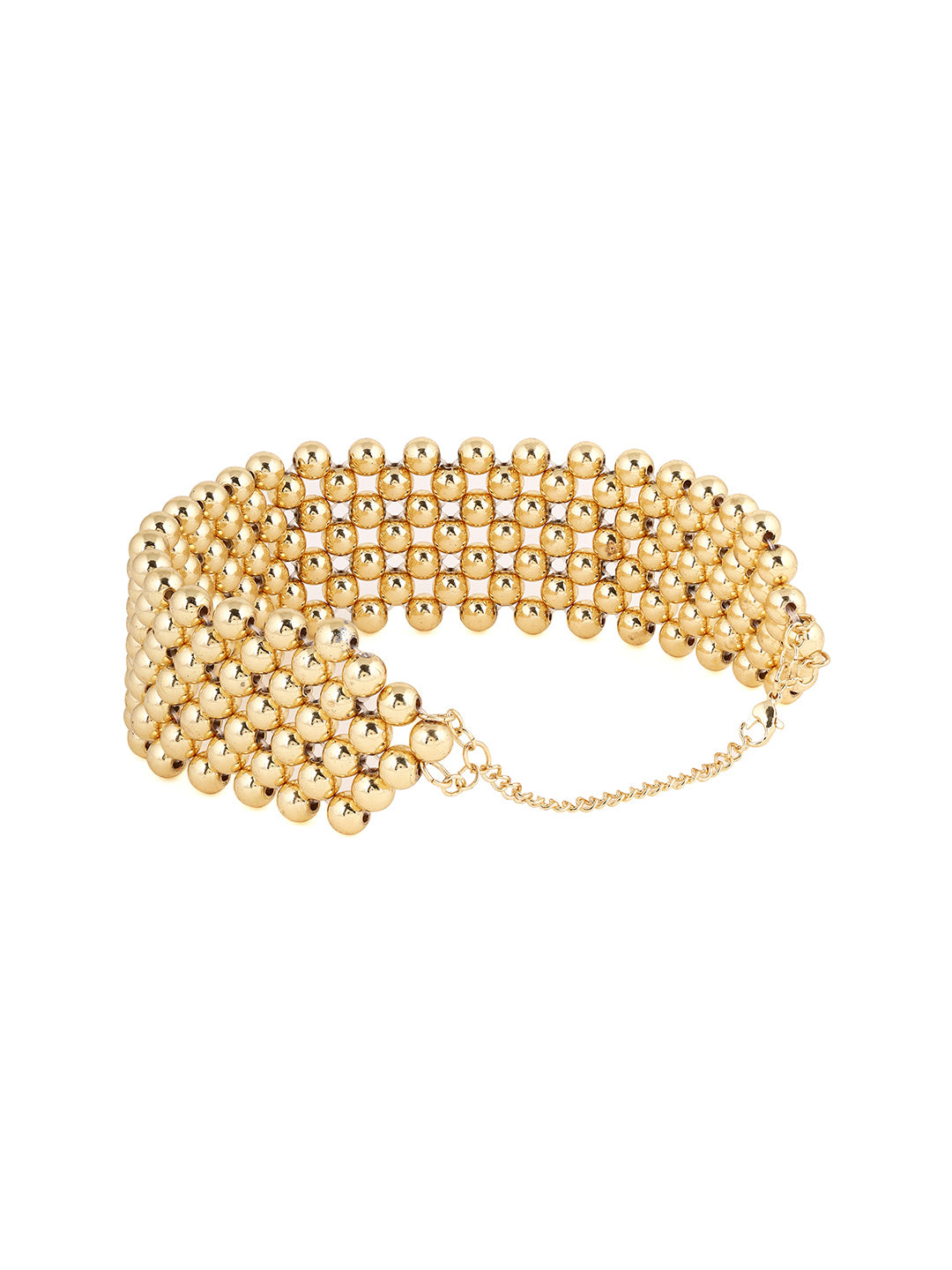 Priyaasi Gold Beaded Sequenced Gold Plated Choker Necklace