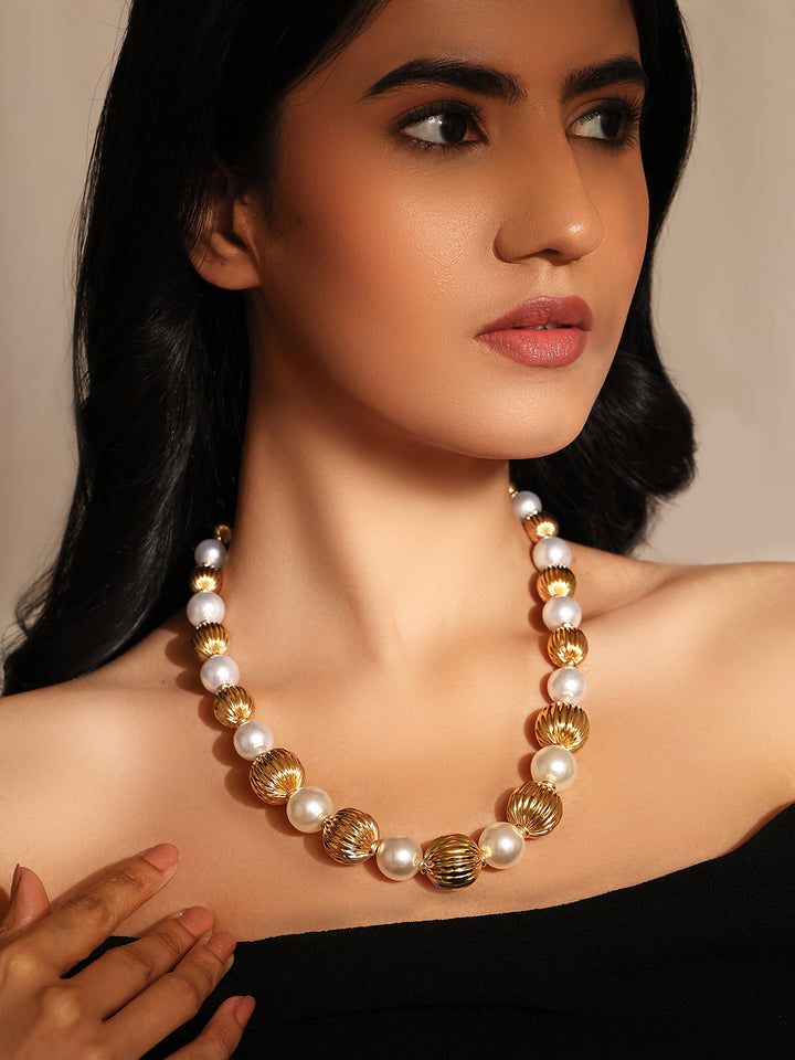Priyaasi Pearl Gold balls Gold Plated Fashiony Necklace